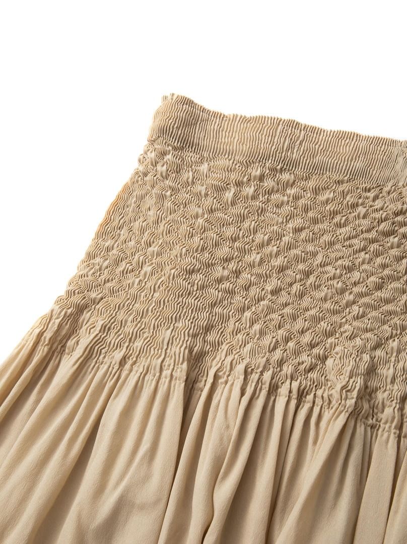 Beige Smocked Skirt