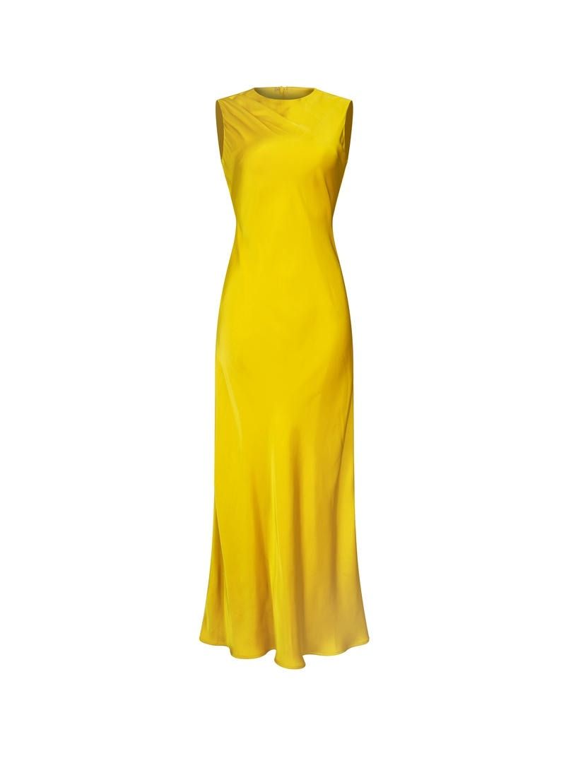Elegant Satin Dress with Boat Neck