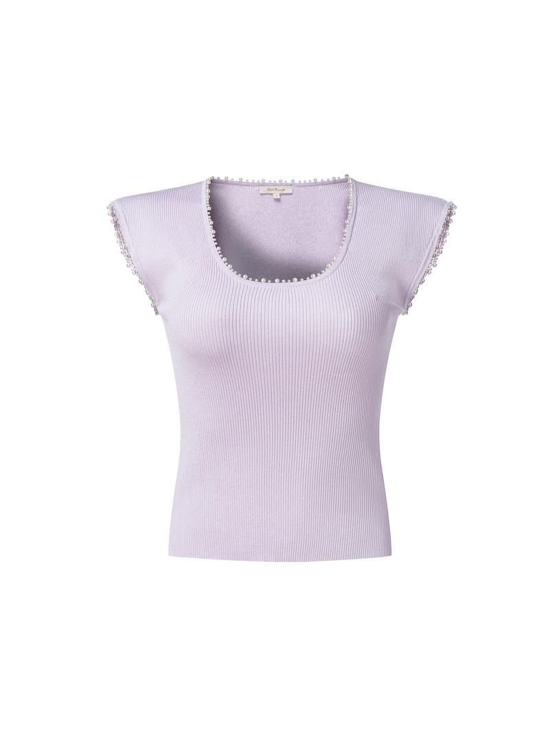 pearl details knitted top