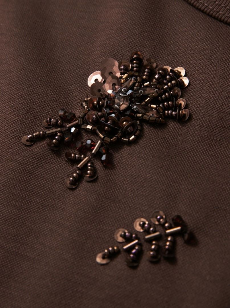 EMBELLISHED BROWN T-SHIRT