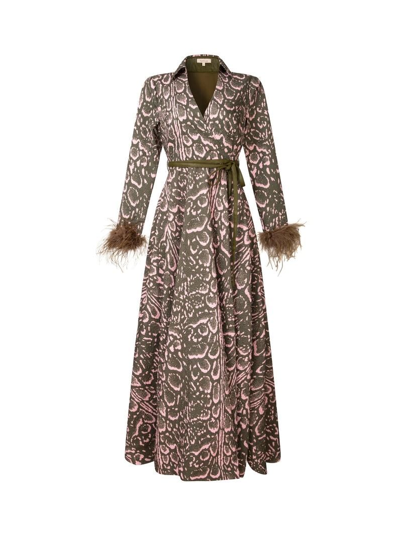 Jacquard Dress With Feather
