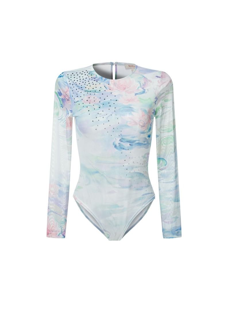 mix print bodysuit top