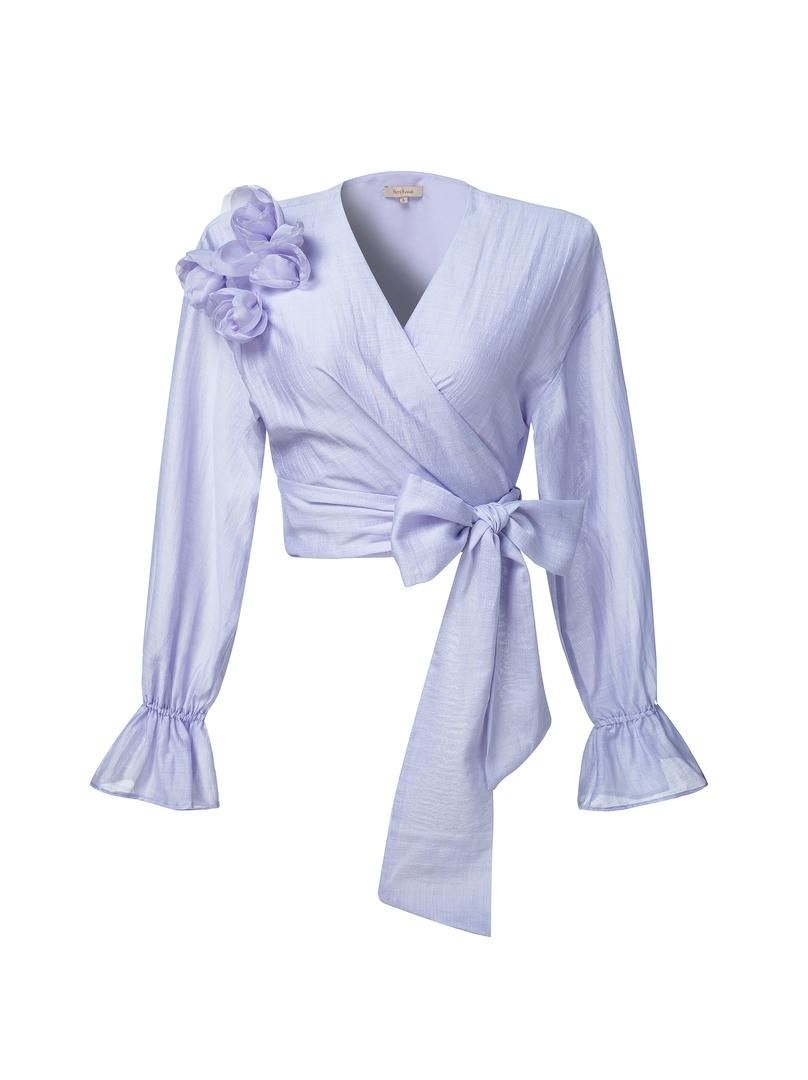 statement bow wrap blouse