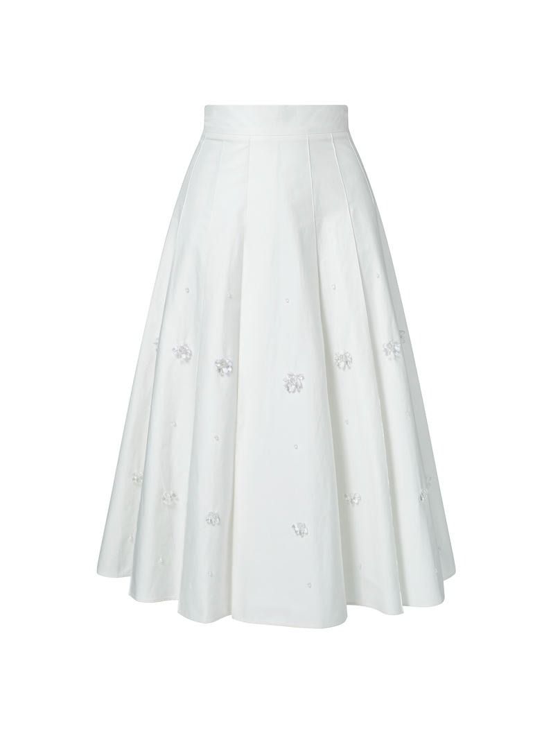 Beads embellishment A-line skirt