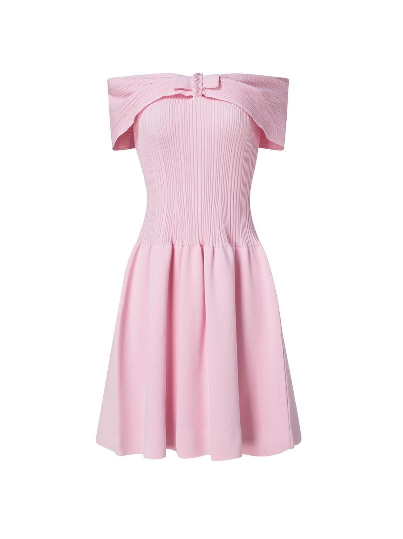 Pink Bow Detail Knitted Dress