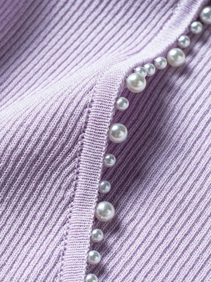 pearl details knitted top