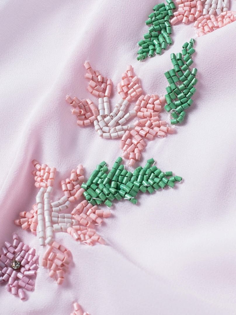 embordered sleeves dress