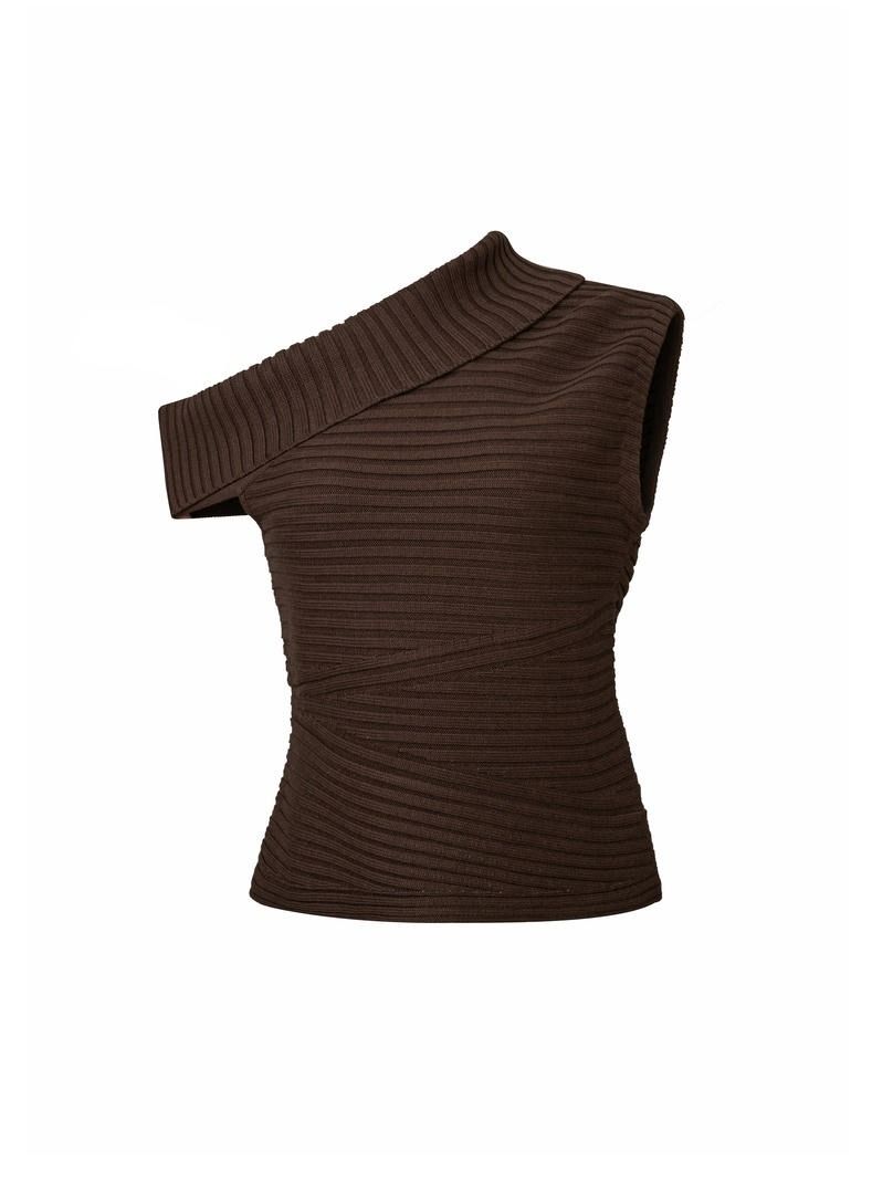 SINGLE SHOULDER RIBBED TOP