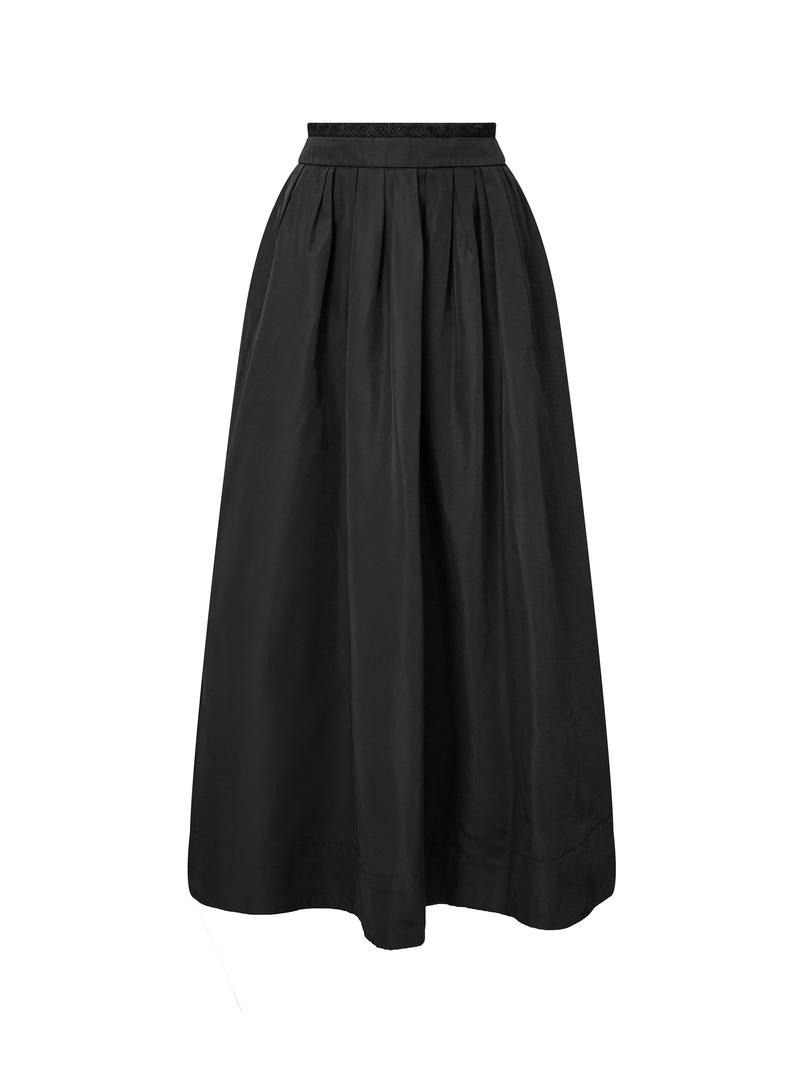 Taffeta Skirt with Lace-Trimmed Waist