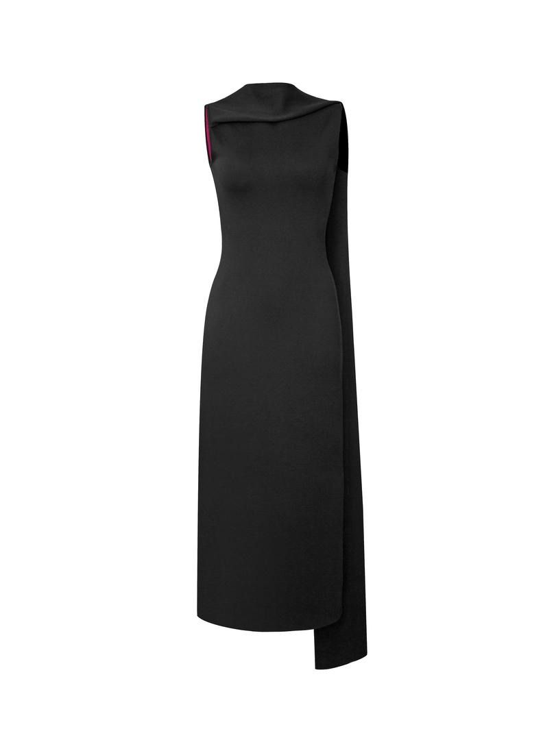 فستان  محبوك بلونين مع وشاح 