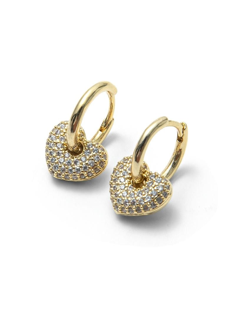 Sparkling Heart Charm Earrings