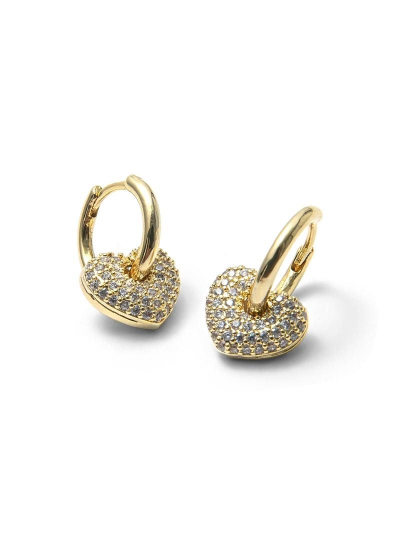 Sparkling Heart Charm Earrings