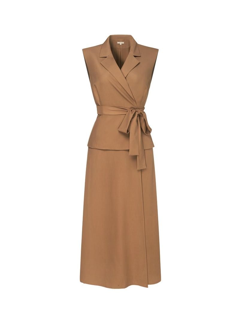 Sleeveless Wrap Crepe Dress
