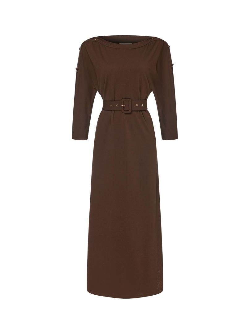 Long Sleeve Belted Jersey Dress