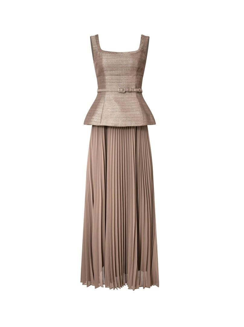 Gold Jacquard Dress
