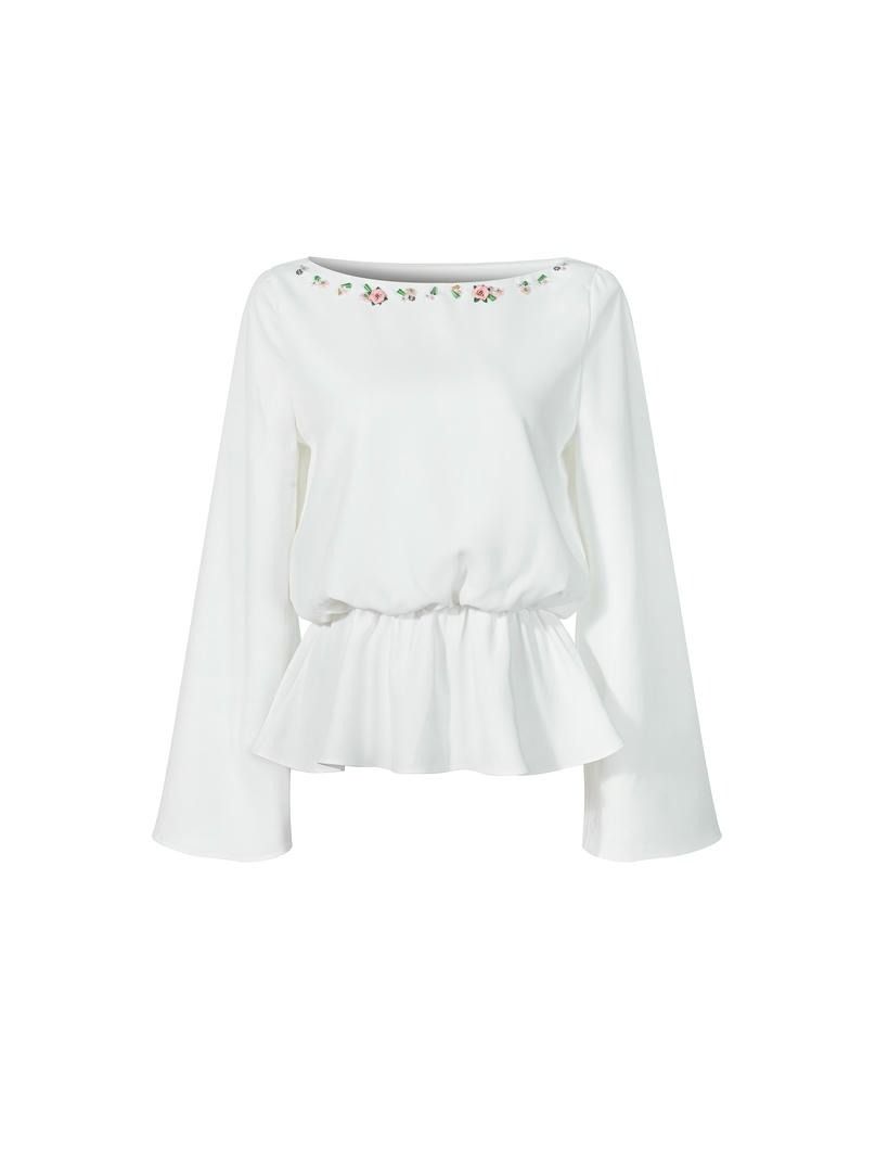 Embellished neckline blouse