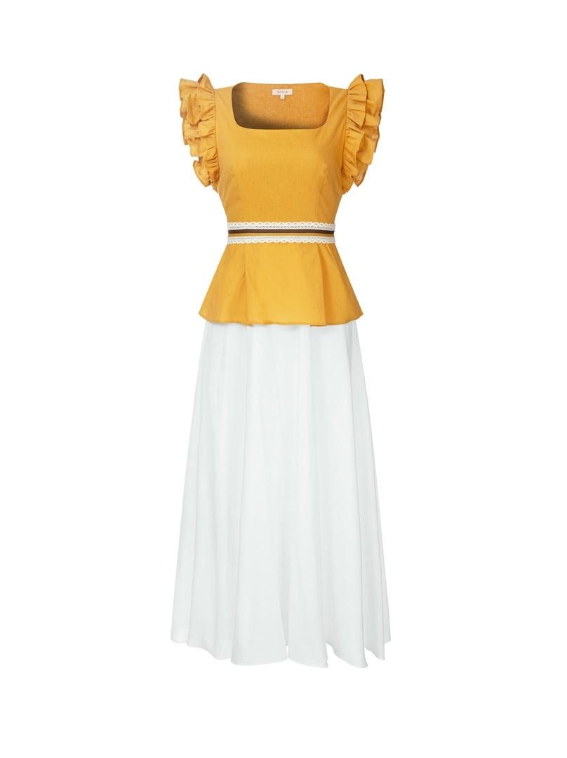 Ruffled Linen Midi
