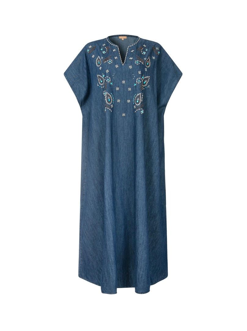 Beaded Denim Kaftan