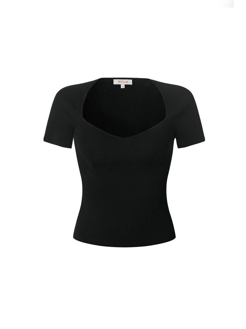Sweetheart Ribbed Knit Top