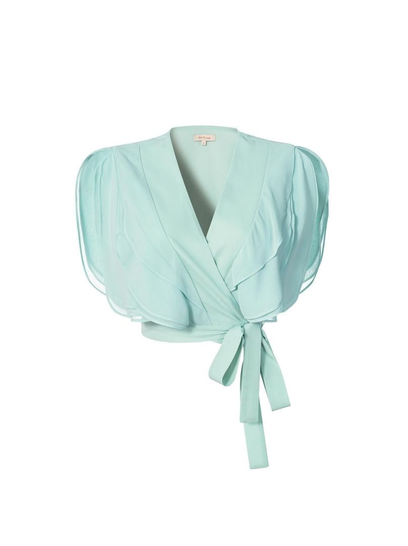 Mint Ruffle Wrap Top