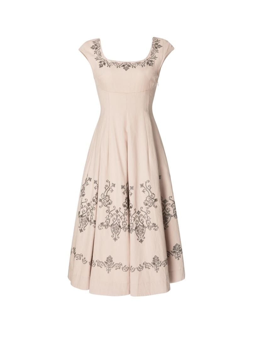 Beige Embroidered Dress