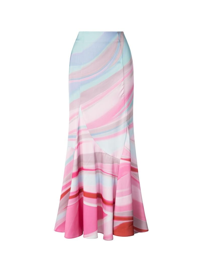 Wavy Print High-Waist Skirt