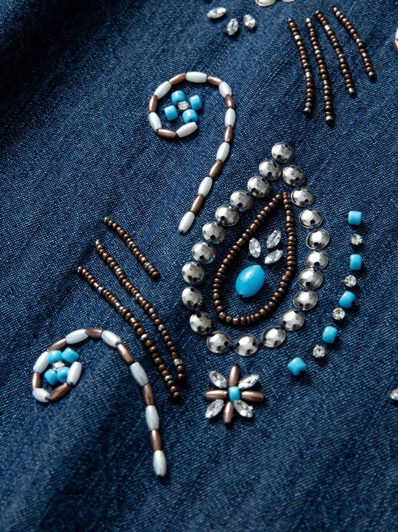 Beaded Denim Kaftan