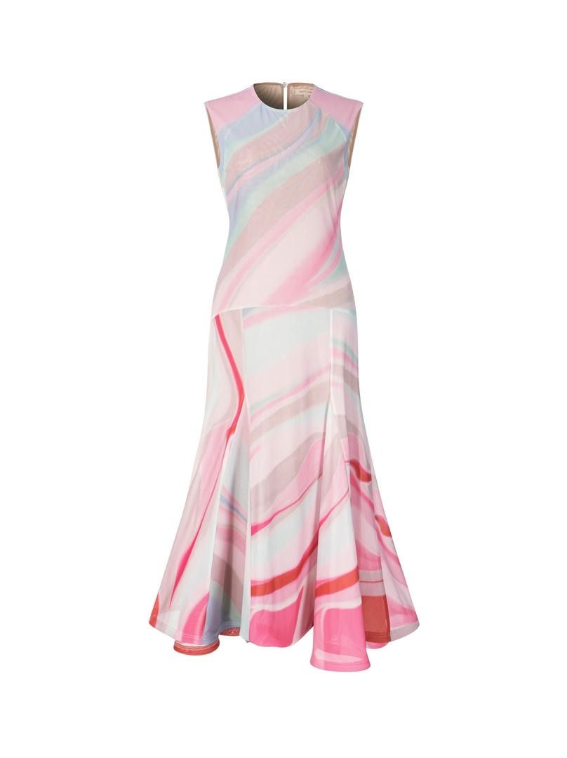 Vivid Elegance High-Neck Dress
