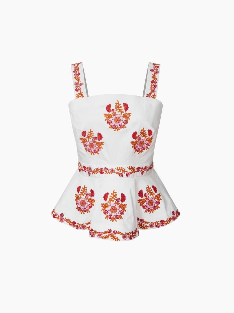 Embroidered Peplum Top