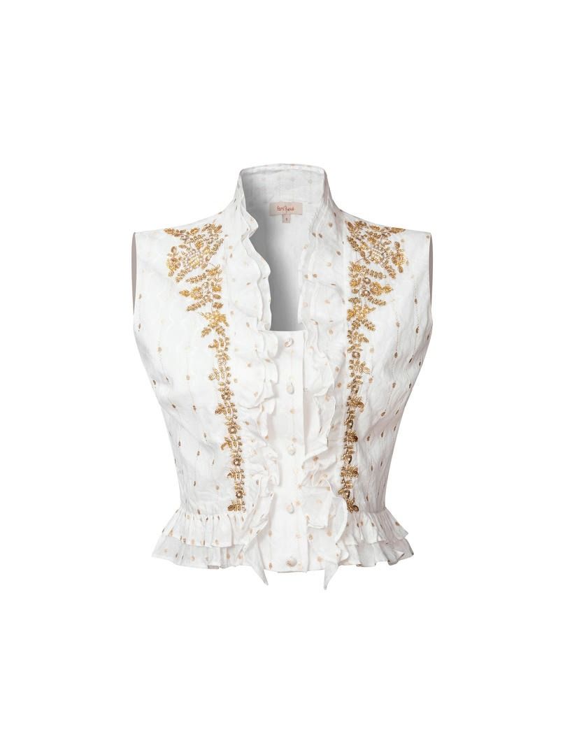 Jacquard Ruffle Blouse