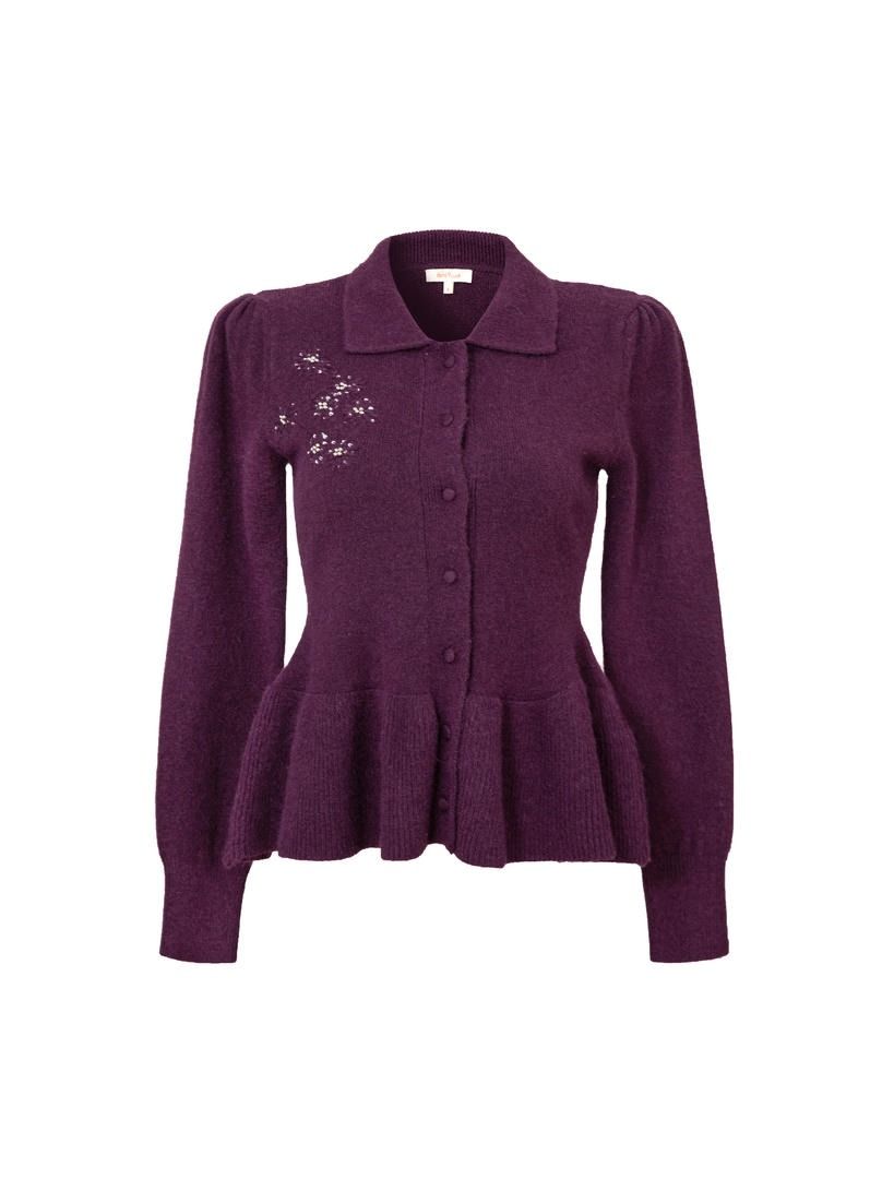 Dark Purple Button Knit