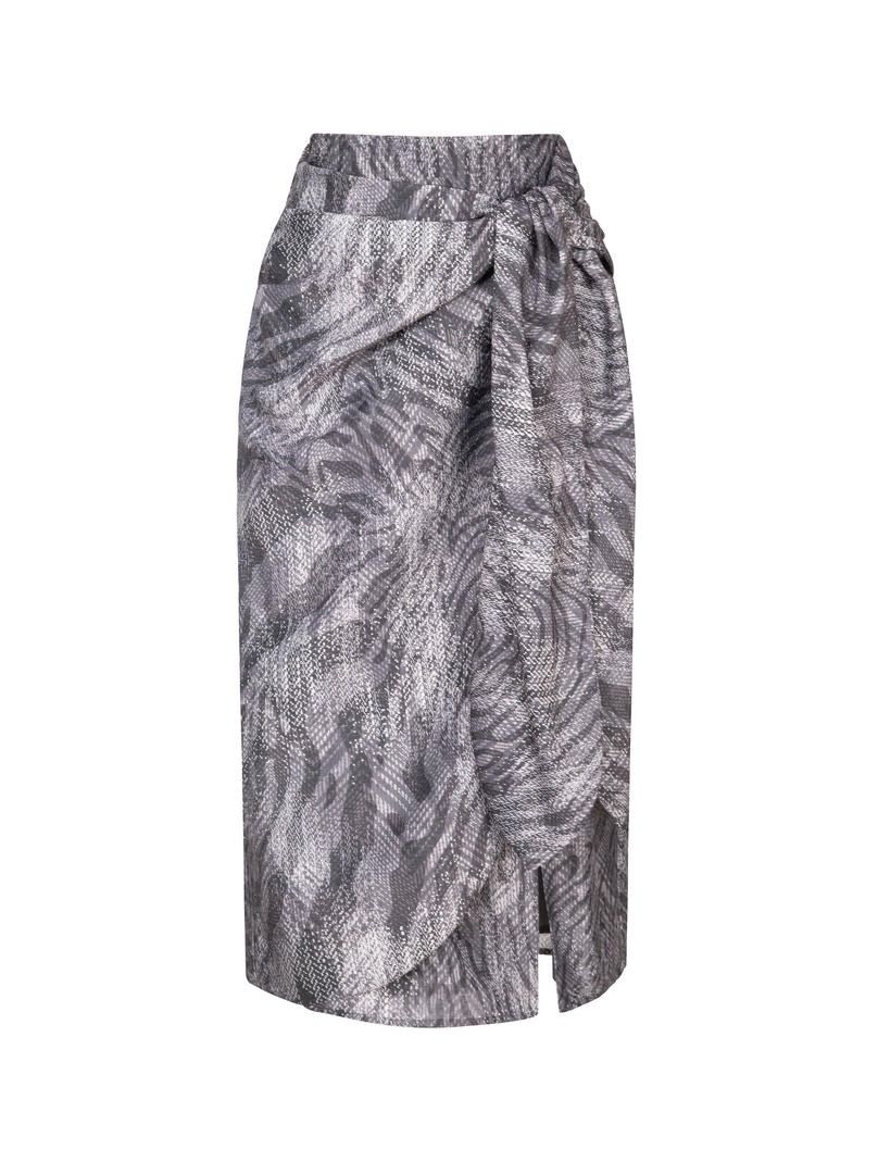 Gray Print Twill Skirt