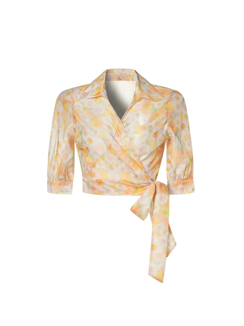 Chic Wrap Printed Blouse