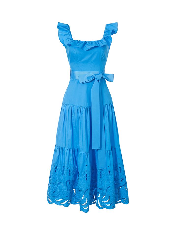 Ruffle Trimming Midi Dress