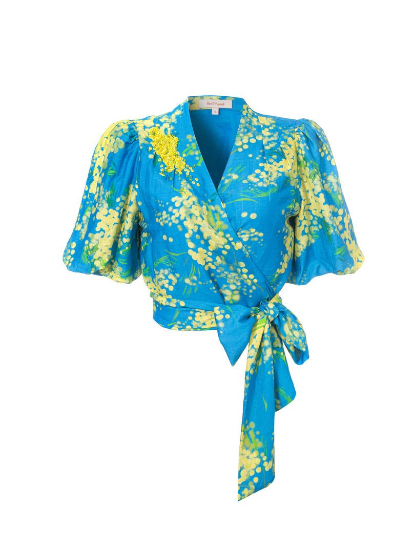 Balloon sleeves printed blouse