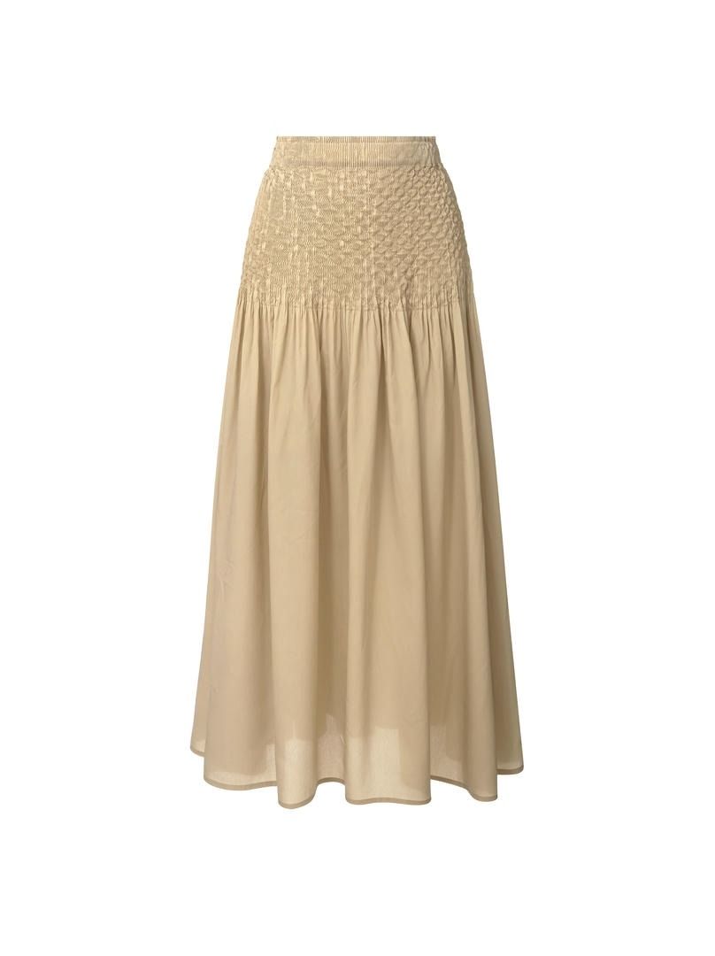 Beige Smocked Skirt