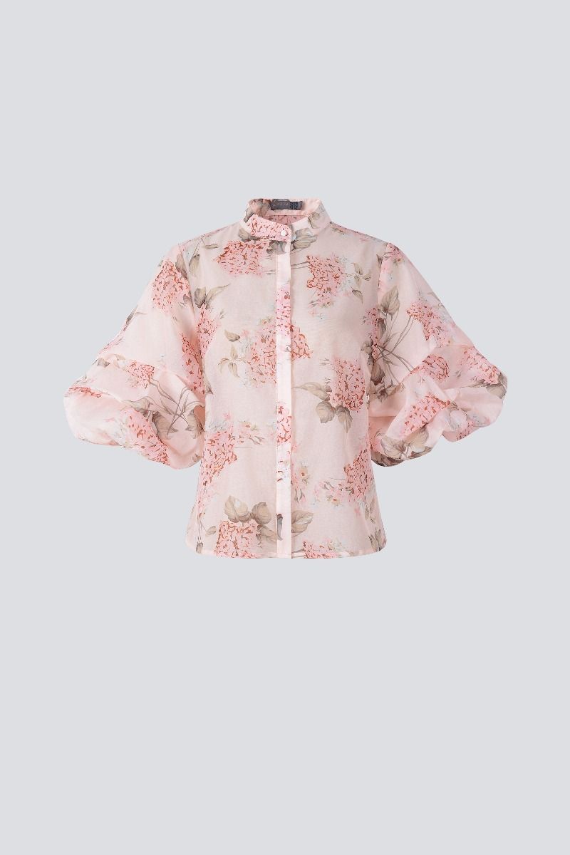 Floral printed organza blouse