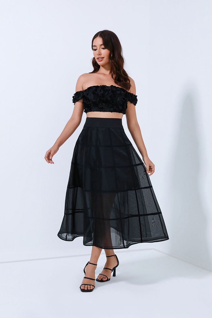Stripped organza skirt