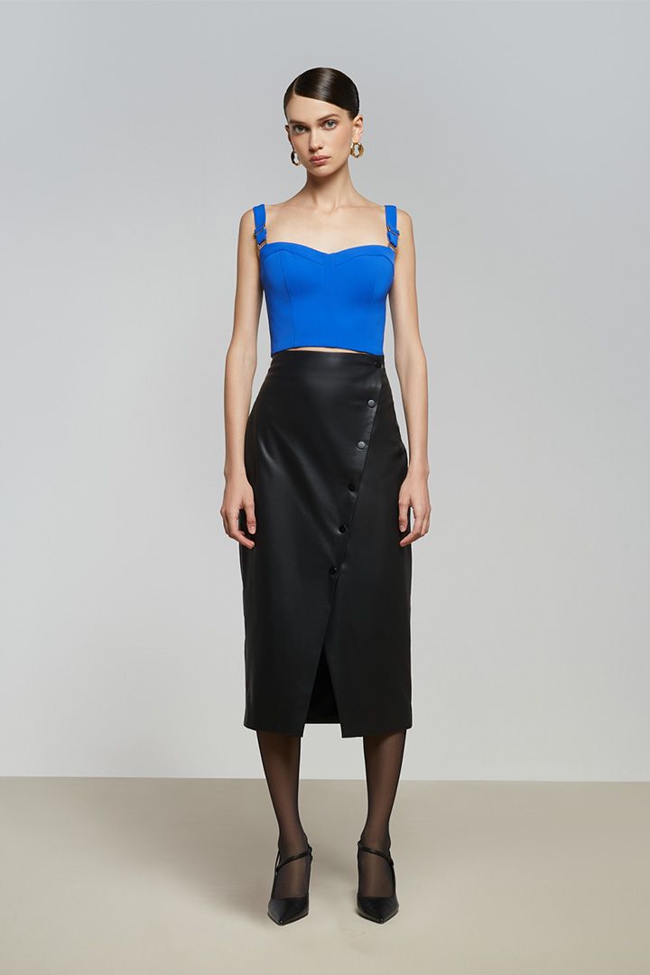 Column buttoned skirt