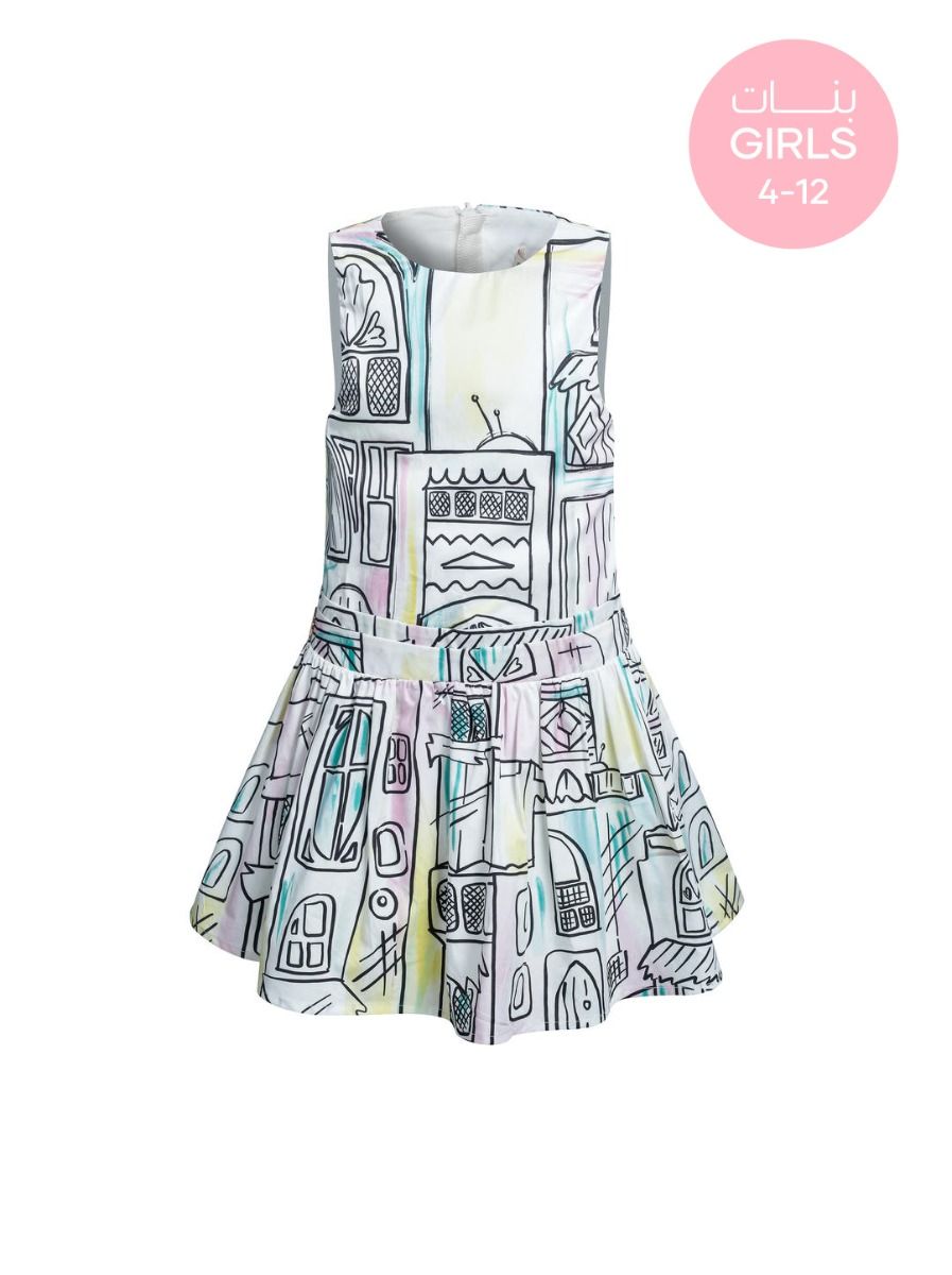 Playful Prints Midi Dress-Girls