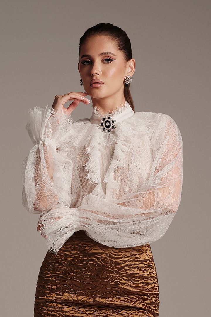 Lace Blouse With Brooch