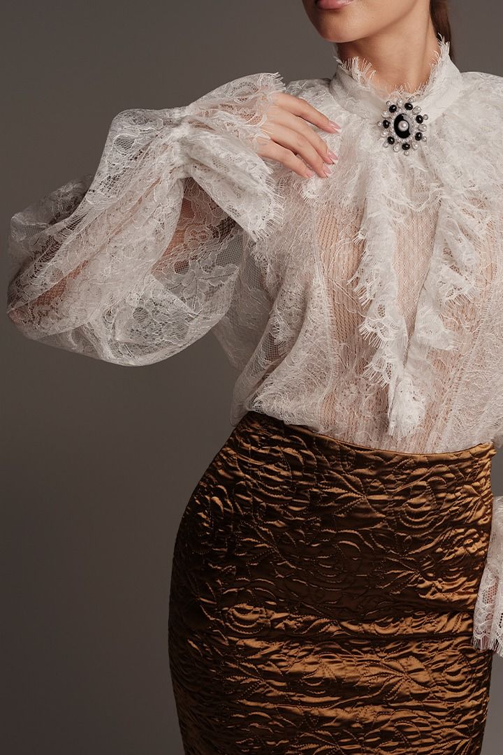 Lace Blouse With Brooch