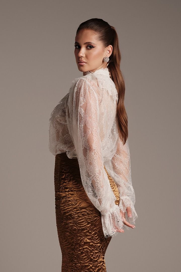 Lace Blouse With Brooch