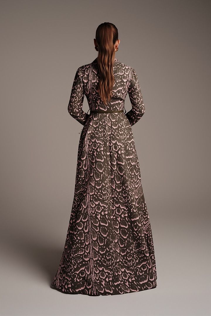 Jacquard Dress With Feather