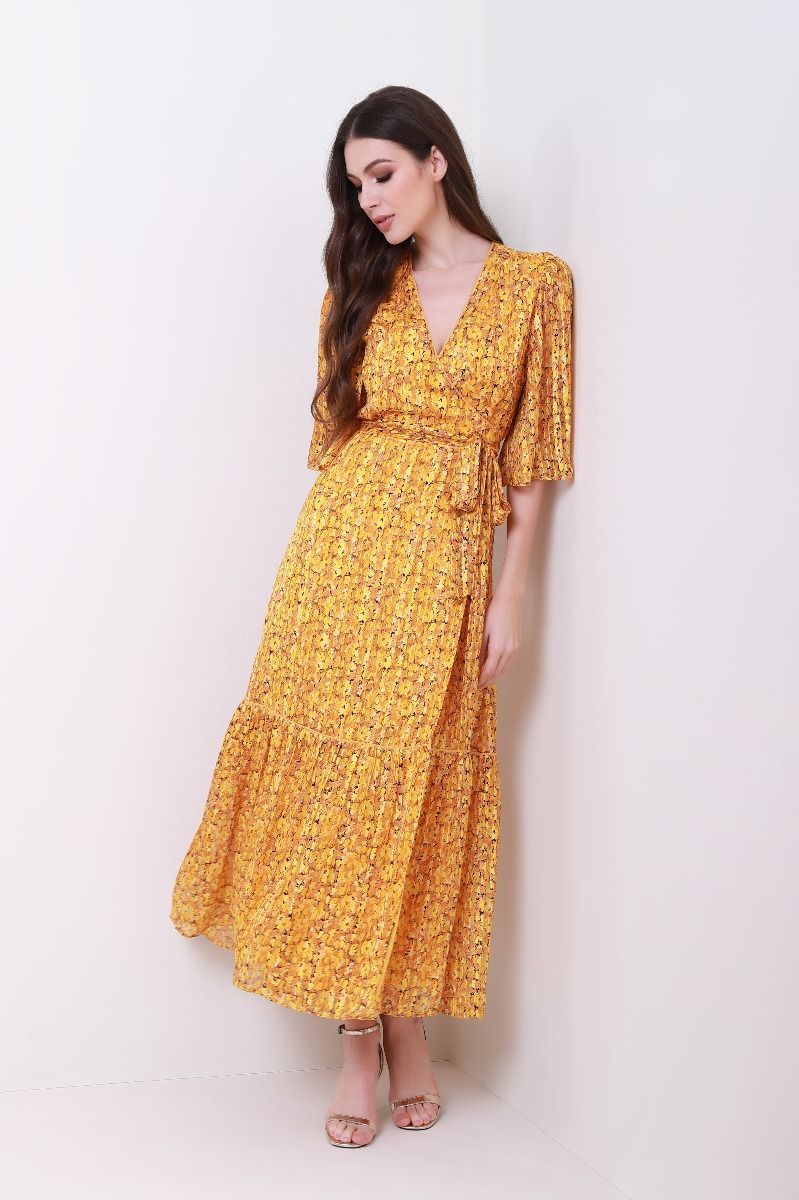 printed pleated dress