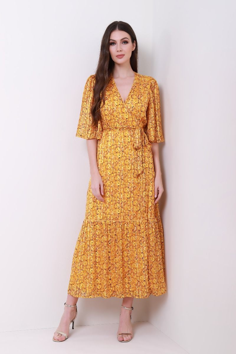 printed pleated dress
