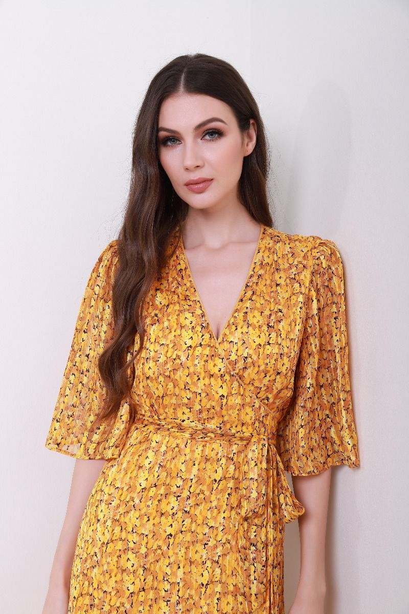 printed pleated dress