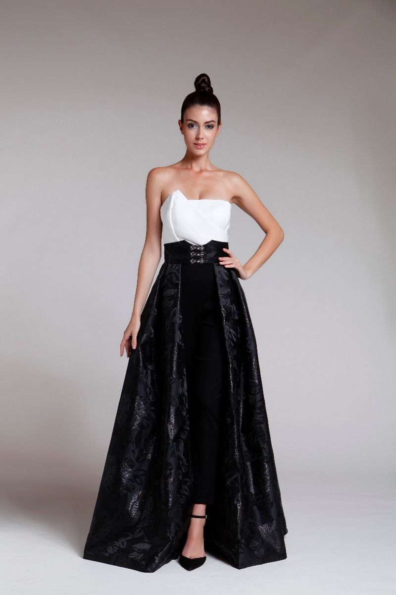 Dress with belted pants