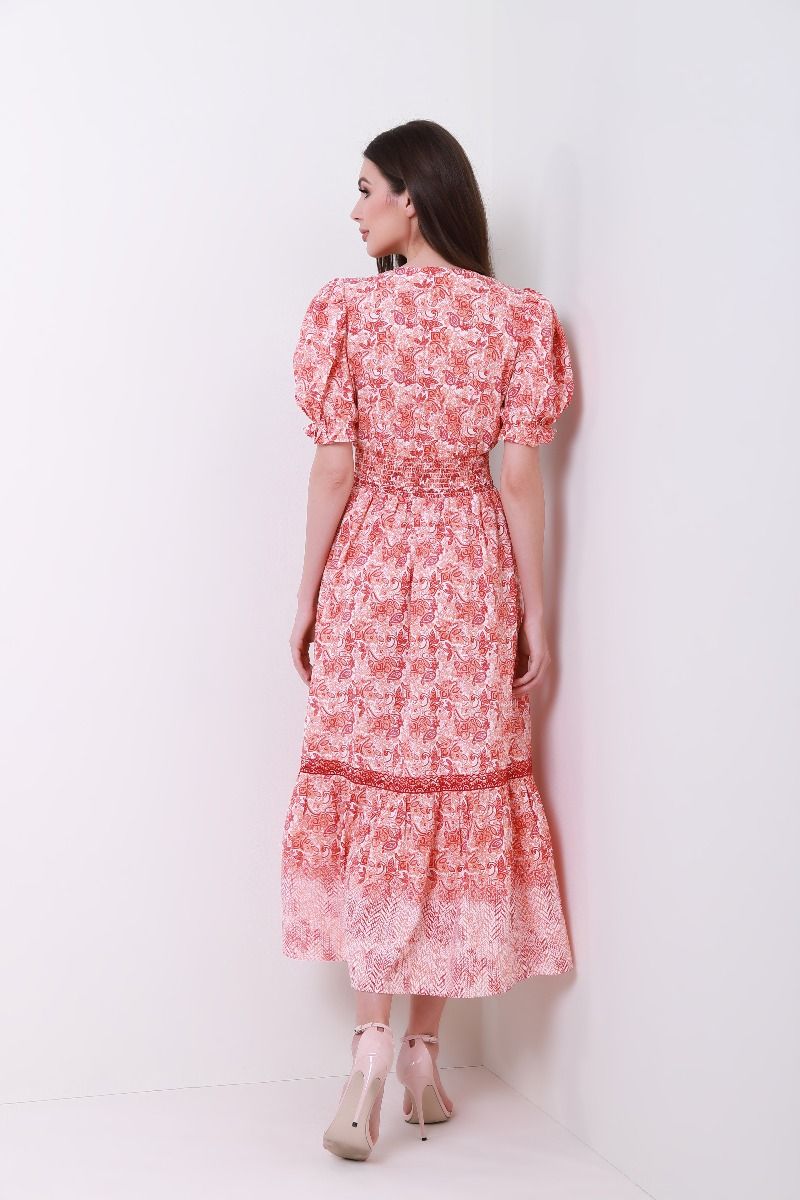 Floral puffed sleeves dress 