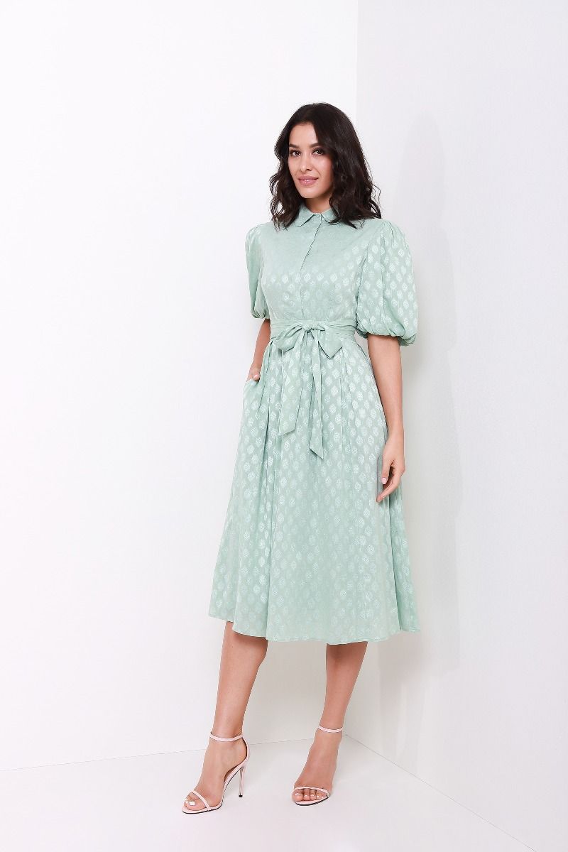 Jacqaurd balloon sleeves dress